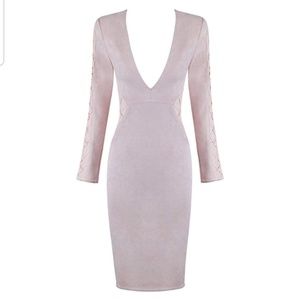 Pink Suede Bodycon Dress